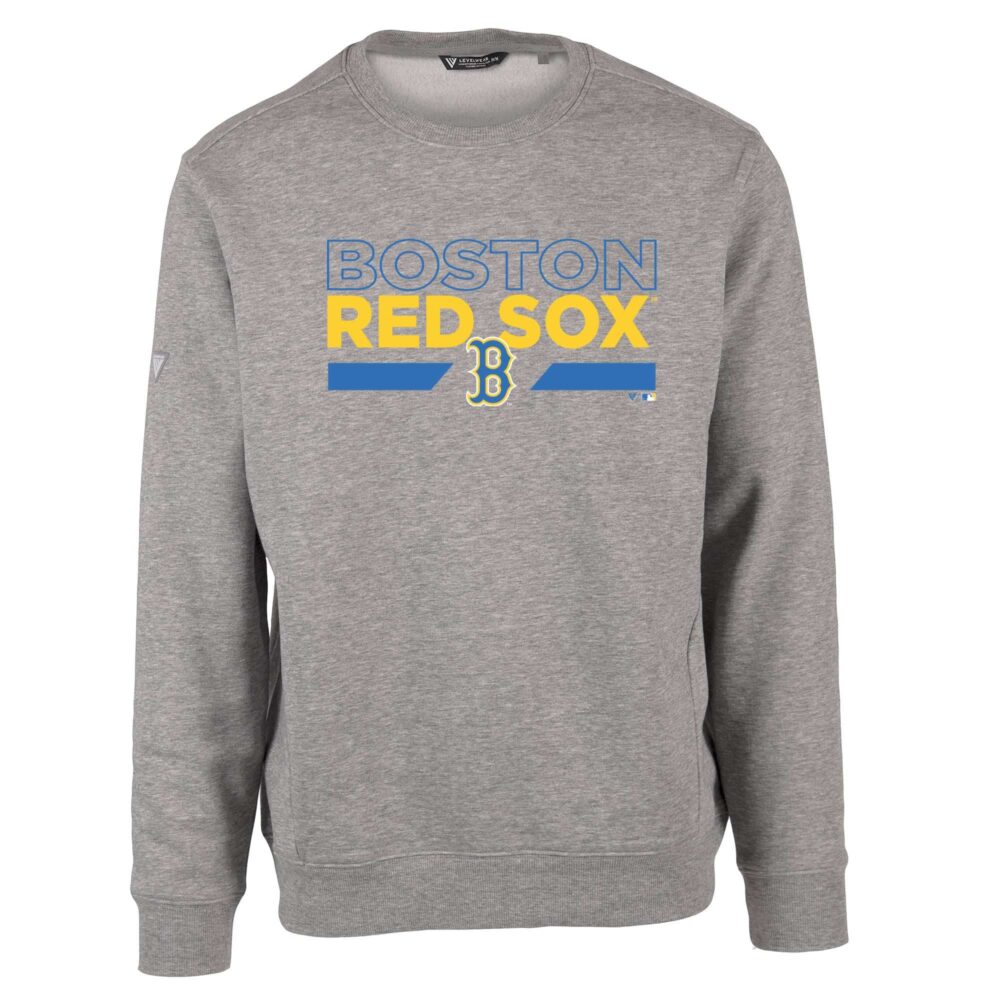 Men's Boston Red Sox Levelwear Heather Gray City Connect Zane No Hitter Pullover Sweatshirt