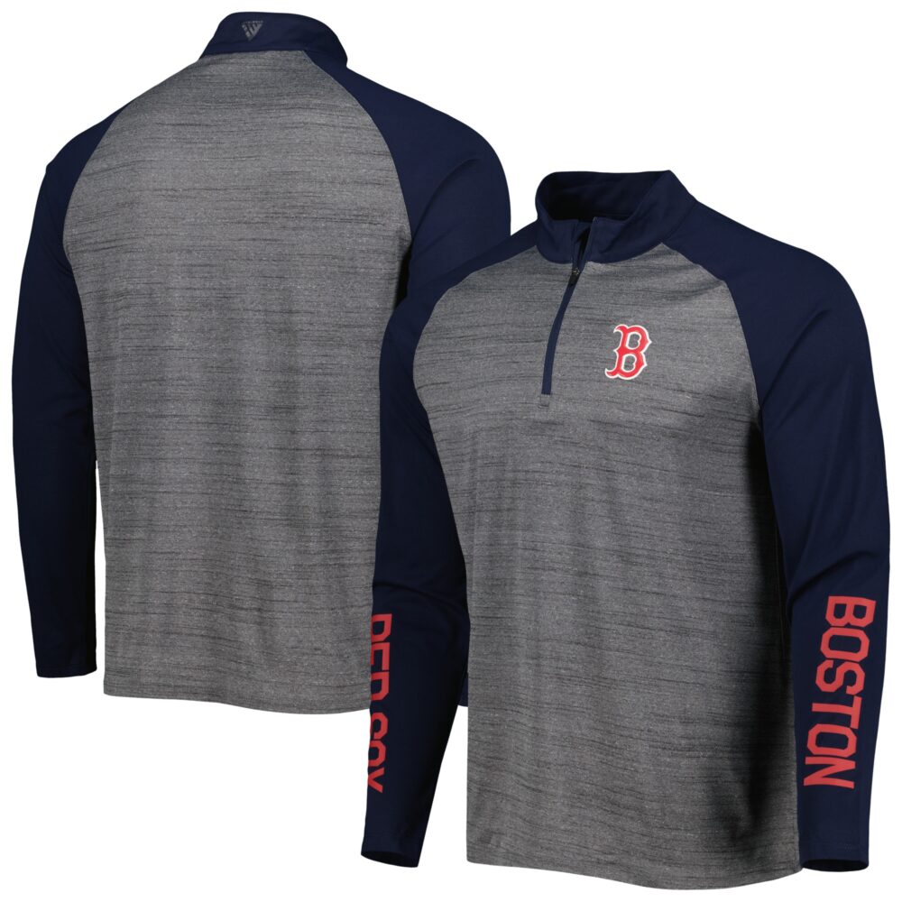Men's Boston Red Sox Levelwear Heather Gray Vandal Raglan Quarter-Zip Top