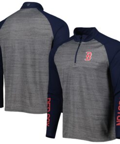 Men's Boston Red Sox Levelwear Heather Gray Vandal Raglan Quarter-Zip Top