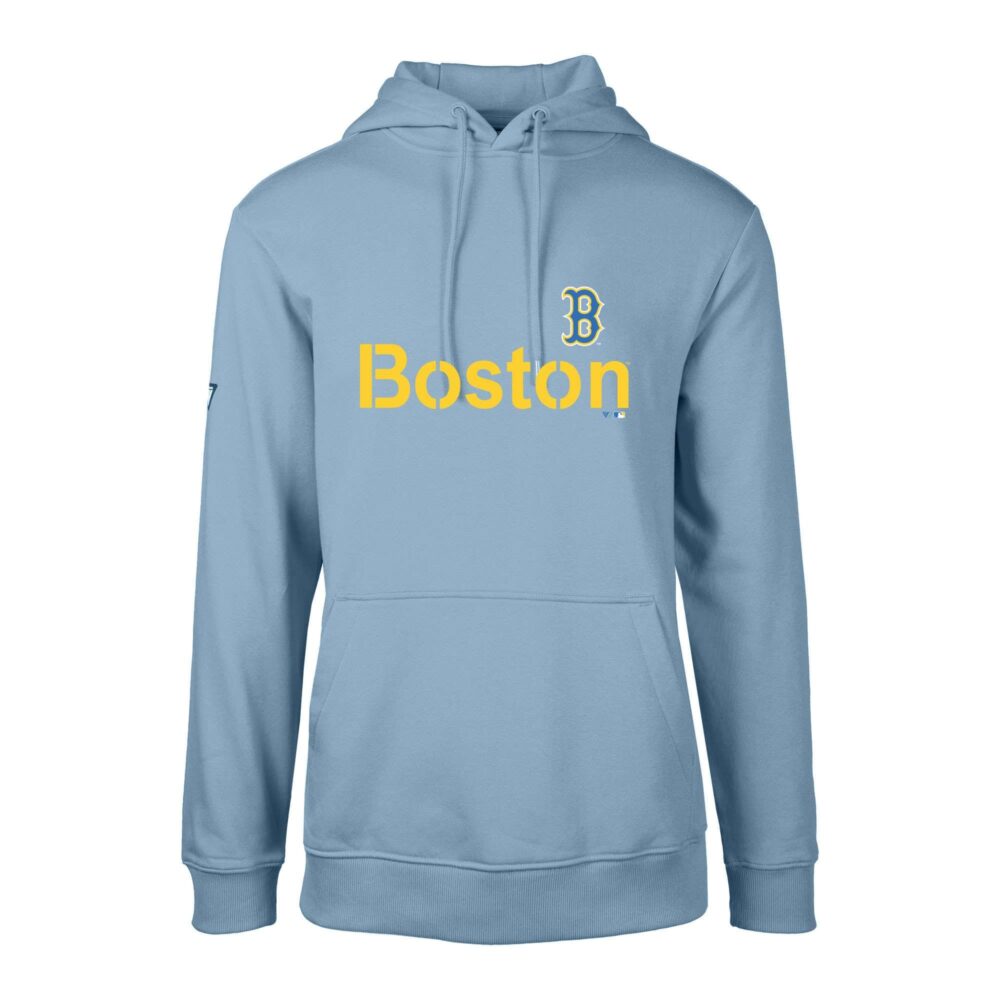 Men's Boston Red Sox Levelwear Light Blue City Connect Podium Core Logo Pullover Hoodie