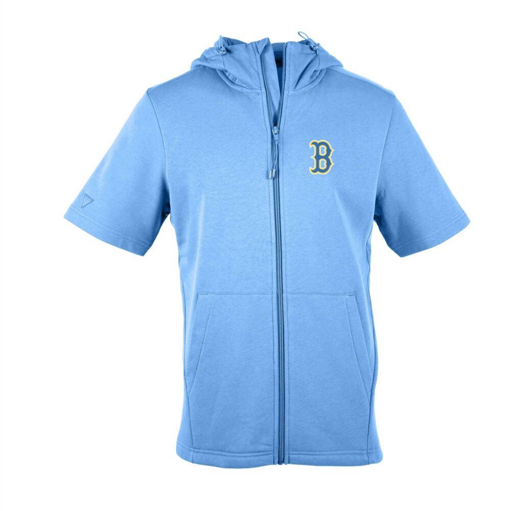 Men's Boston Red Sox  Levelwear Light Blue City Connect Recruit Insignia Core Full-Zip Short Sleeve Hoodie
