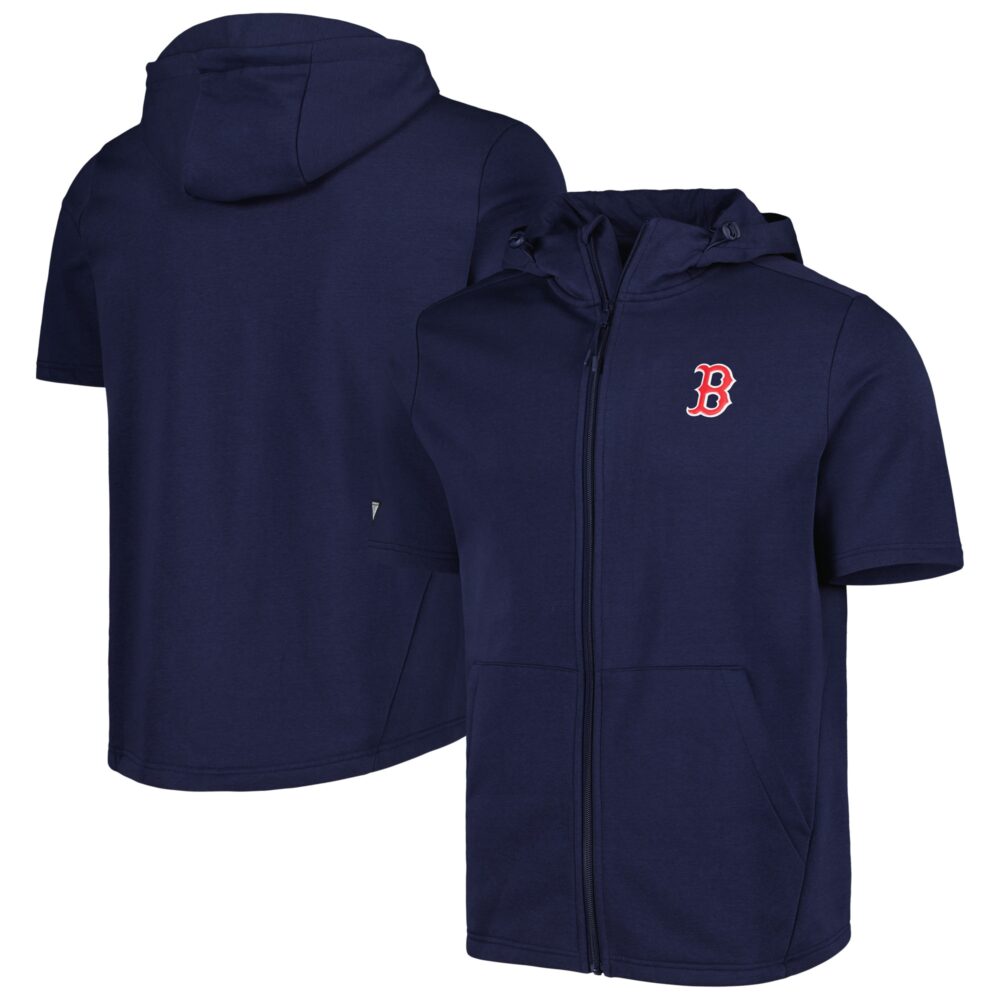 Men's Boston Red Sox Levelwear Navy Recruit Full-Zip Short Sleeve Hoodie