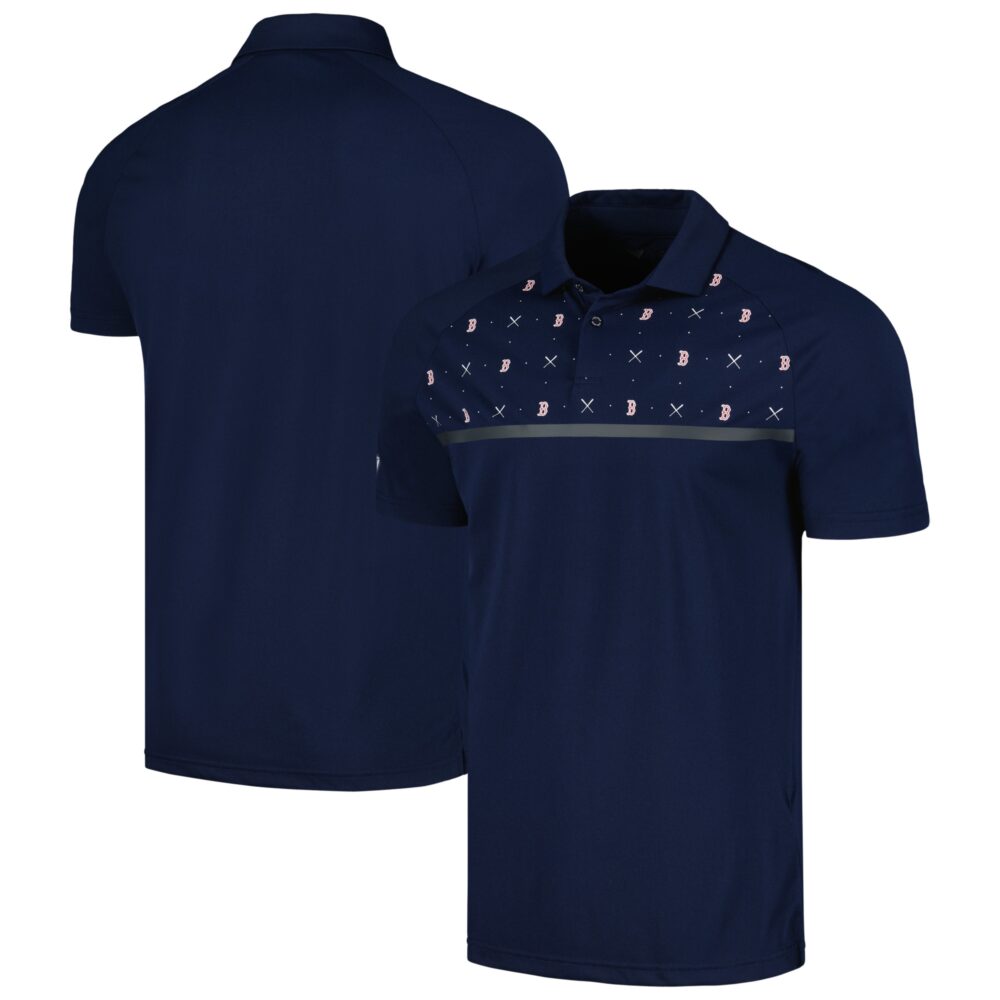 Men's Boston Red Sox Levelwear Navy Sector Batter Up Raglan Polo
