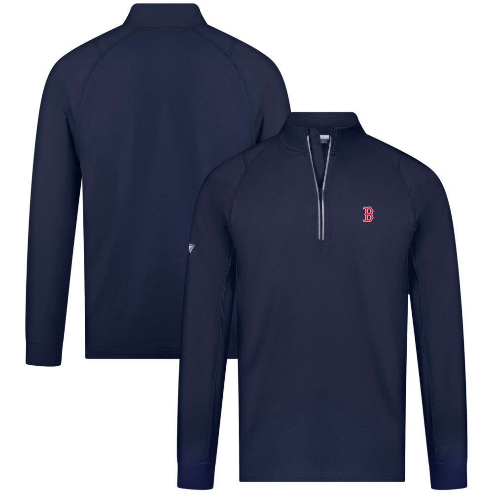 Men's Boston Red Sox Levelwear Navy Theory Insignia Quarter-Zip Pullover