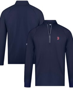 Men's Boston Red Sox Levelwear Navy Theory Insignia Quarter-Zip Pullover