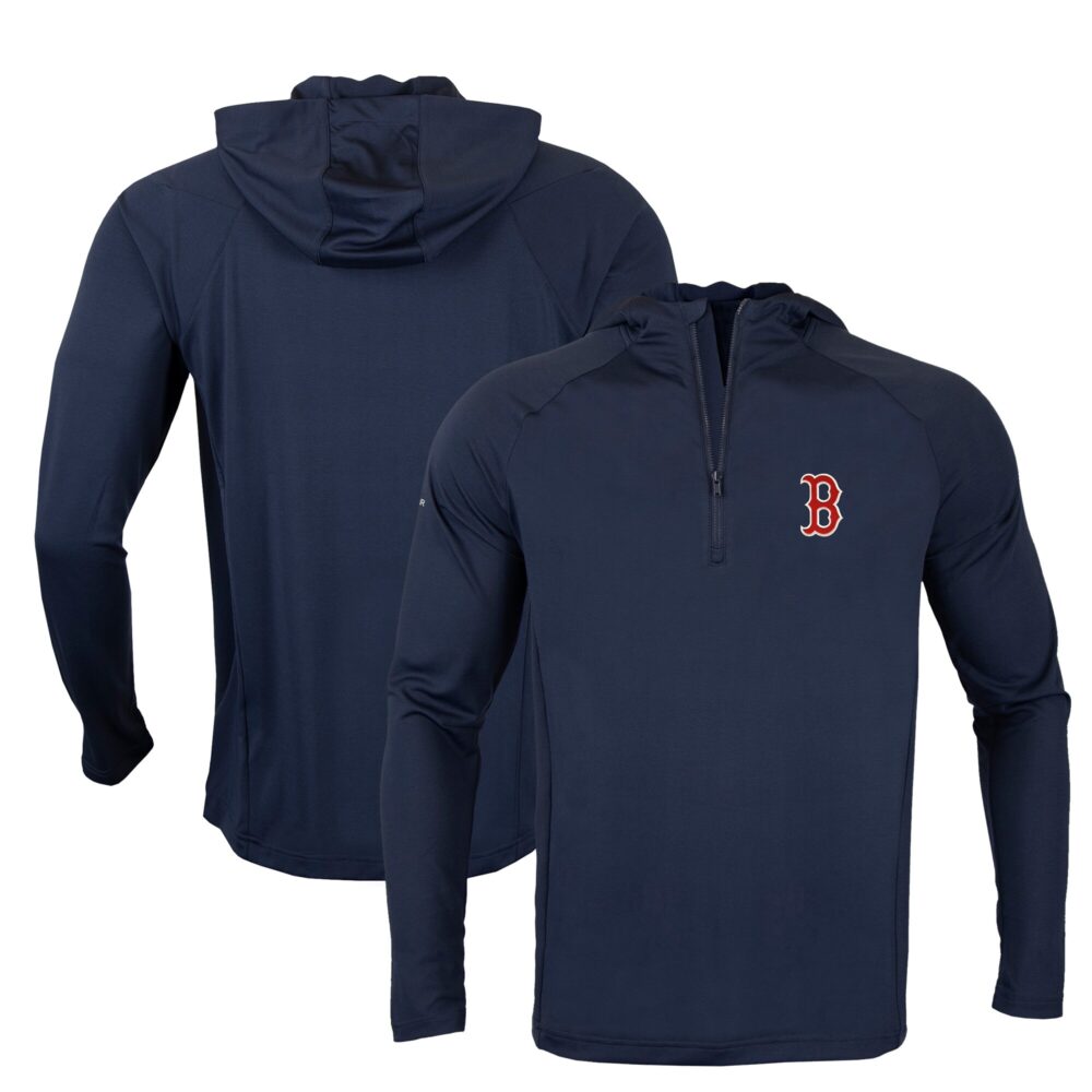 Men's Boston Red Sox Levelwear Navy Zander Insignia Core Quarter-Zip Pullover Hoodie