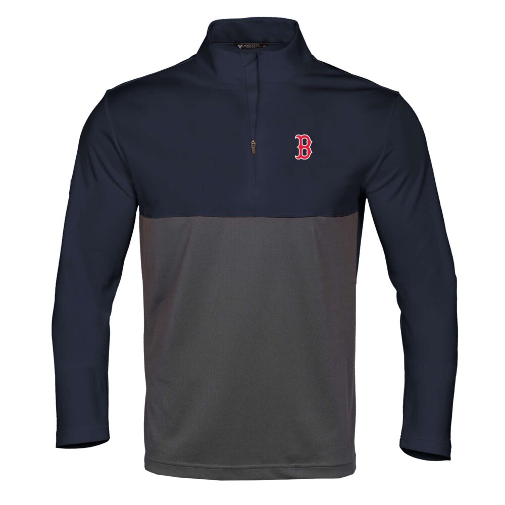 Men's Boston Red Sox  Levelwear Navy/Charcoal Pursue Insignia 2.0 Quarter-Zip Pullover Top