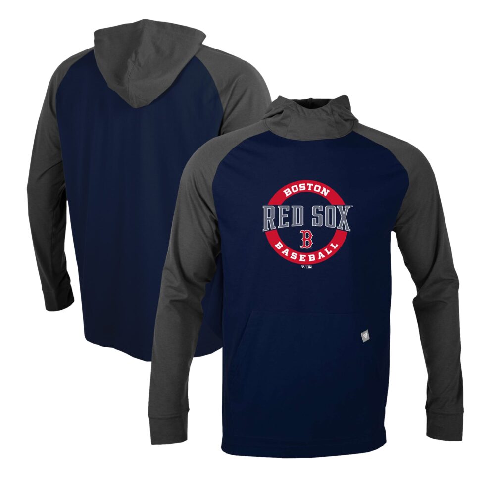 Men's Boston Red Sox  Levelwear Navy/Charcoal Uproar Farm Team Pullover Hoodie