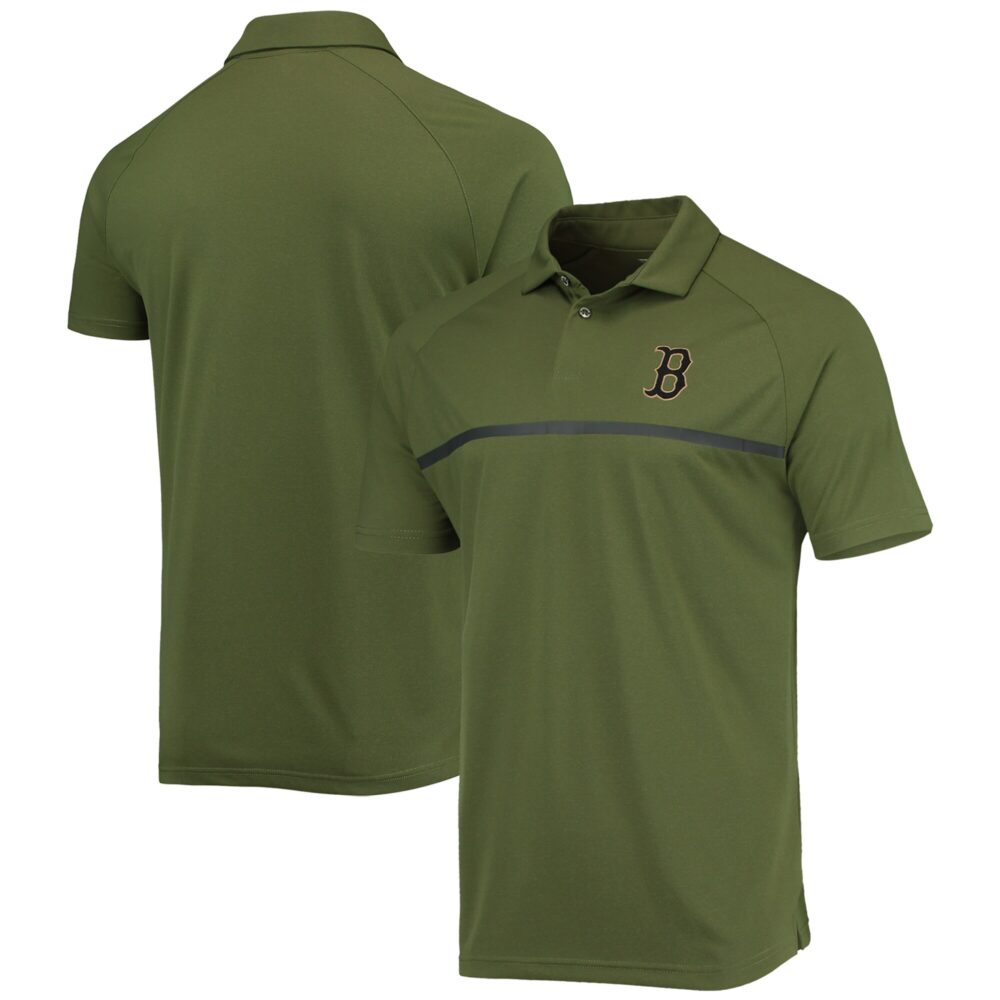 Men's Boston Red Sox Levelwear Olive Delta Sector Raglan Polo