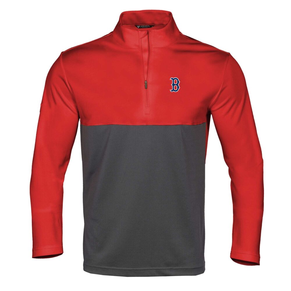 Men's Boston Red Sox  Levelwear Red/Charcoal Pursue Insignia 2.0 Quarter-Zip Pullover Top