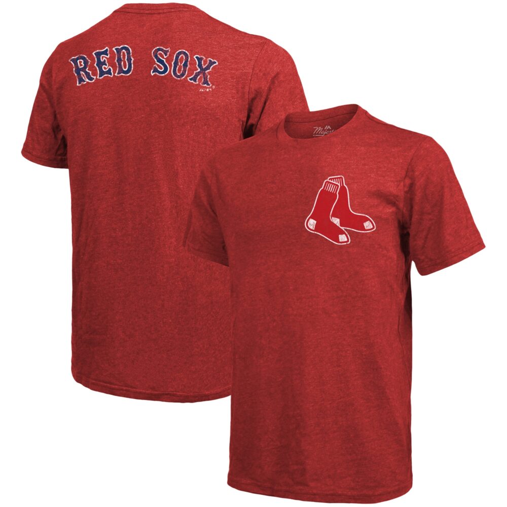 Men's Boston Red Sox Majestic Threads Red Throwback Logo Tri-Blend T-Shirt