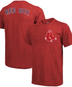 Men's Boston Red Sox Majestic Threads Red Throwback Logo Tri-Blend T-Shirt