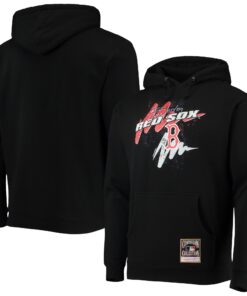 Men's Boston Red Sox Mitchell & Ness Black Hyper Hoops Pullover Hoodie