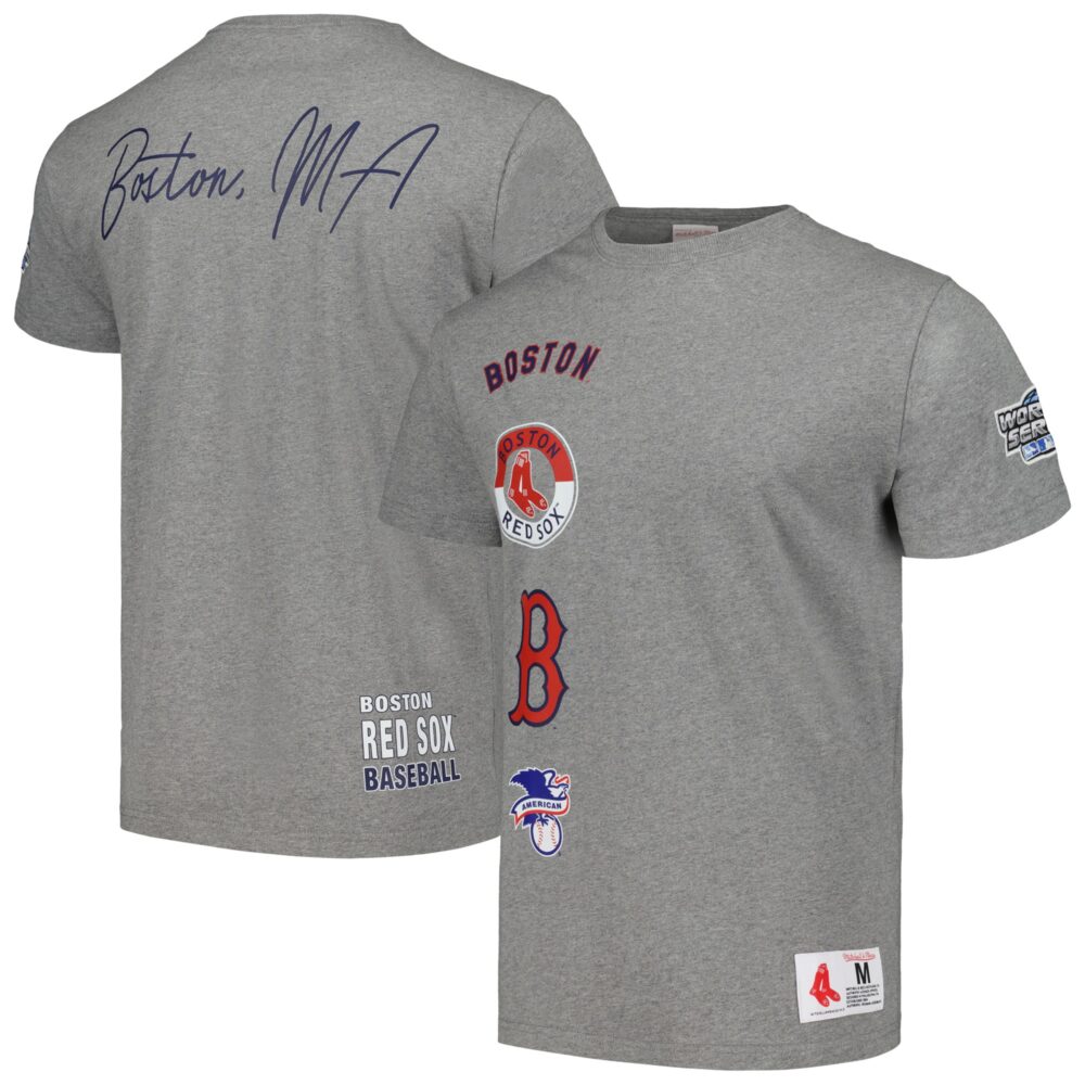 Men's Boston Red Sox Mitchell & Ness Heather Gray Cooperstown Collection City Collection T-Shirt