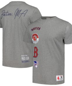 Men's Boston Red Sox Mitchell & Ness Heather Gray Cooperstown Collection City Collection T-Shirt