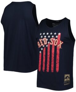 Men's Boston Red Sox Mitchell & Ness Navy Cooperstown Collection Stars and Stripes Tank Top