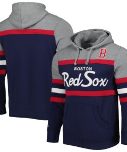 Men's Boston Red Sox Mitchell & Ness Navy Head Coach Pullover Hoodie