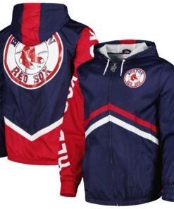 Men's Boston Red Sox  Mitchell & Ness Navy Undeniable Full-Zip Hoodie Windbreaker Jacket