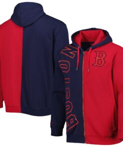 Men's Boston Red Sox Mitchell & Ness Navy/Red Fleece Full-Zip Hoodie