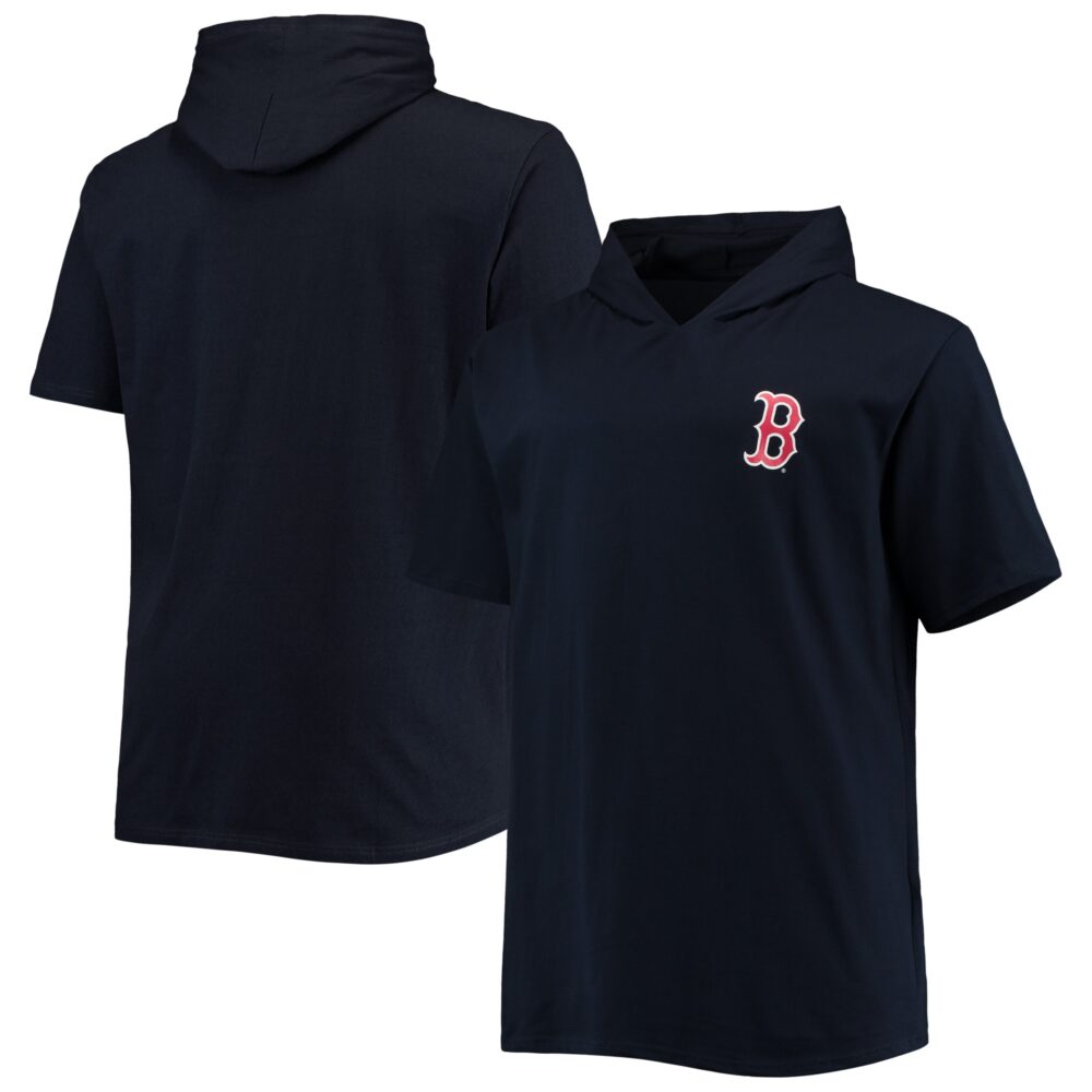 Men's Boston Red Sox Navy Big & Tall Jersey Short Sleeve Pullover Hoodie T-Shirt