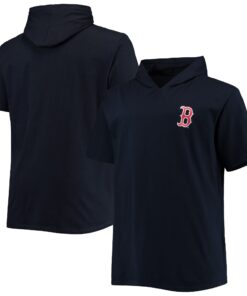 Men's Boston Red Sox Navy Big & Tall Jersey Short Sleeve Pullover Hoodie T-Shirt