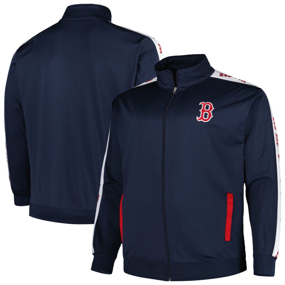 Men's Boston Red Sox Navy Big & Tall Tricot Track Full-Zip Jacket