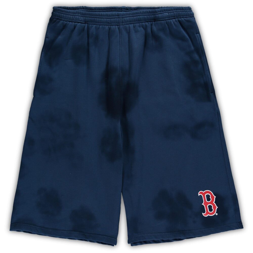 Men's Boston Red Sox Navy Big & Tall Tye Dye Fleece Shorts