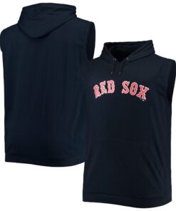 Men's Boston Red Sox Navy Jersey Muscle Sleeveless Pullover Hoodie
