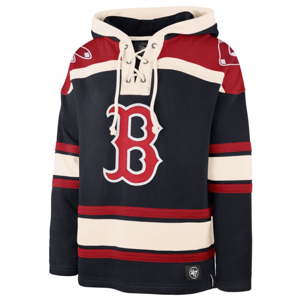 Men's Boston Red Sox Navy Lacer Pullover Hoodie