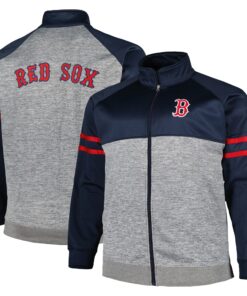 Men's Boston Red Sox Navy/Heather Gray Big & Tall Raglan Full-Zip Track Jacket