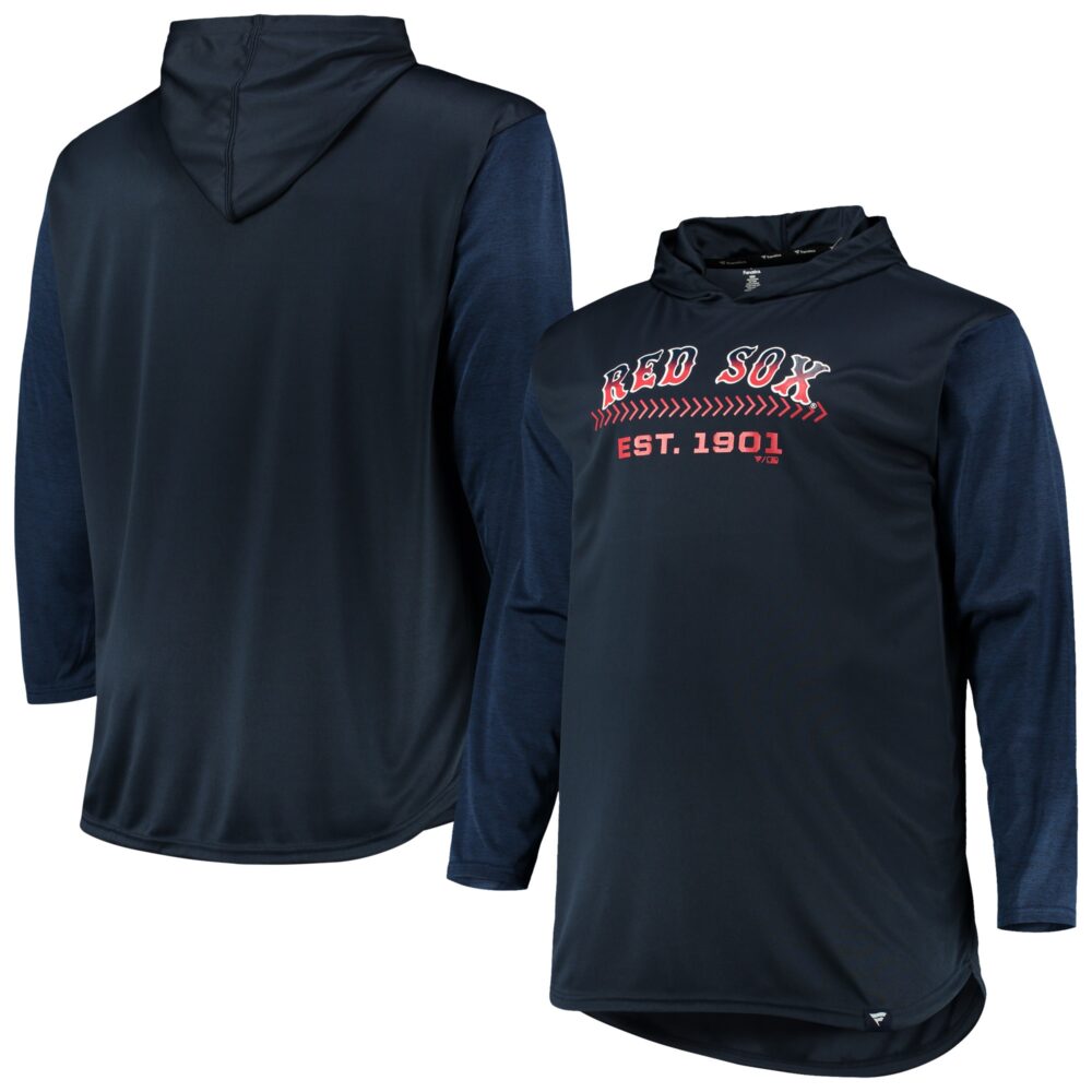Men's Boston Red Sox Navy/Heathered Navy Big & Tall Wordmark Club Pullover Hoodie