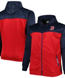 Men's Boston Red Sox Navy/Red Big & Tall Yoke Full-Zip Hoodie