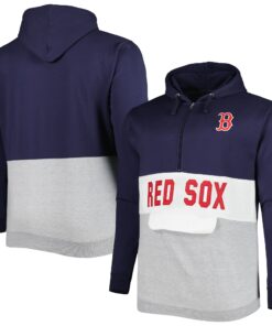 Men's Boston Red Sox Navy/White Big & Tall Fleece Half-Zip Hoodie