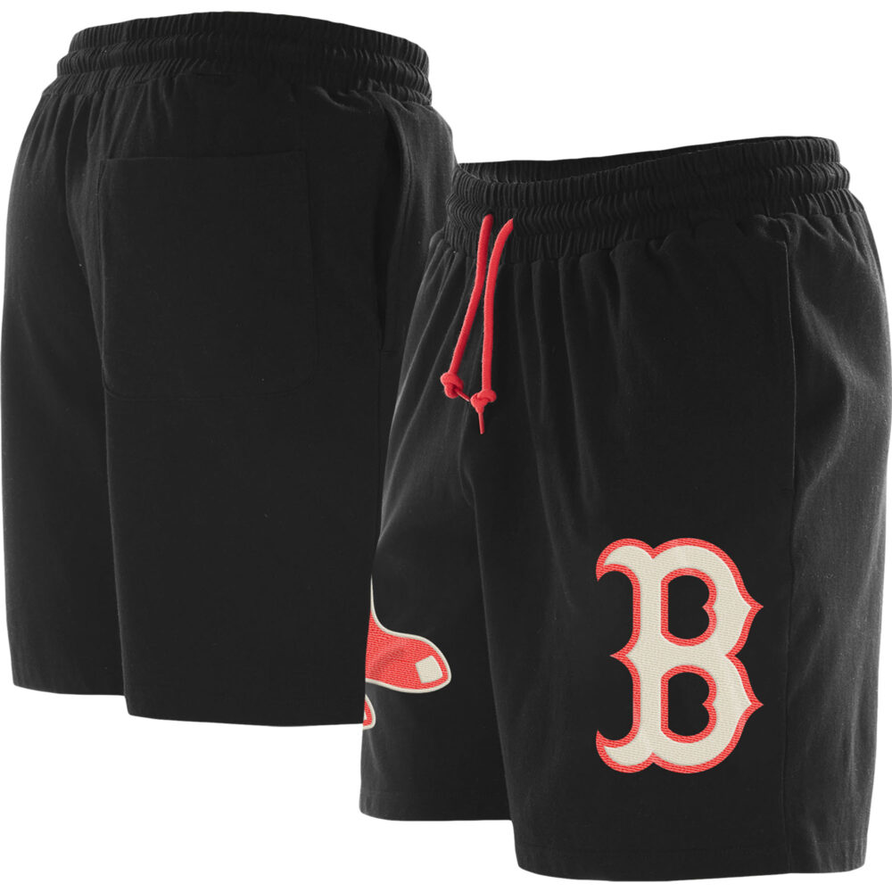 Men's Boston Red Sox New Era Black Color Pack Knit Shorts