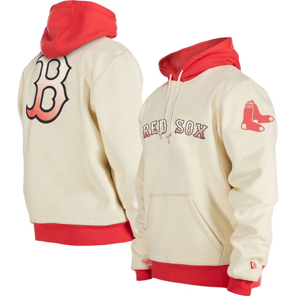 Men's Boston Red Sox  New Era Cream Color Pack Team Front & Back Pullover Hoodie