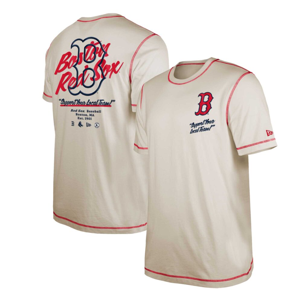 Men's Boston Red Sox New Era Cream Team Split T-Shirt