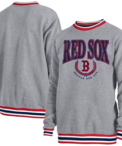 Men's Boston Red Sox  New Era Heather Gray Throwback Classic Pullover Sweatshirt