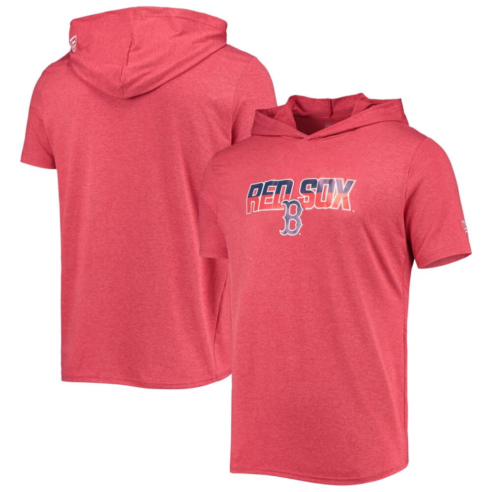 Men's Boston Red Sox New Era Heathered Red Hoodie T-Shirt
