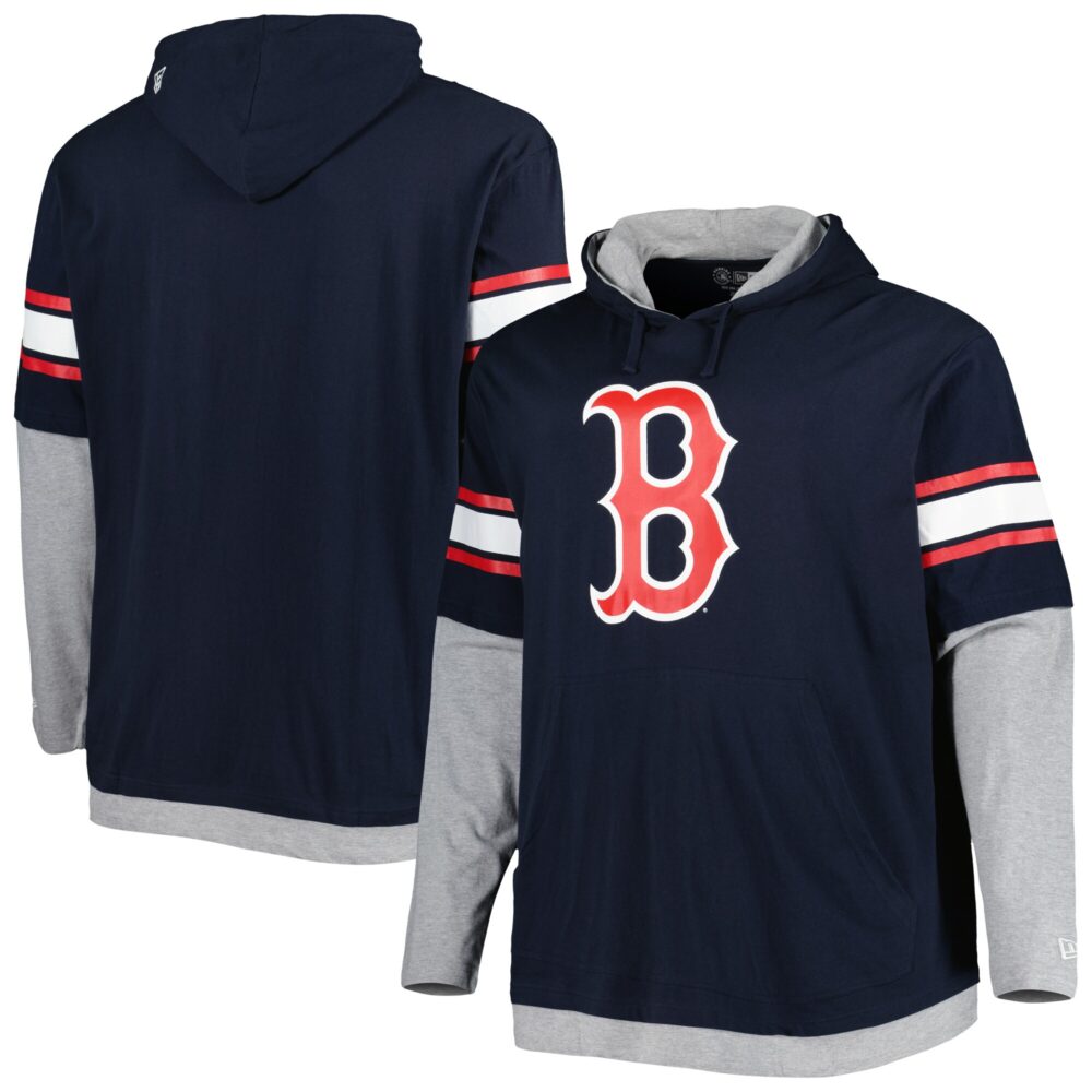 Men's Boston Red Sox New Era Navy Big & Tall Twofer Pullover Hoodie