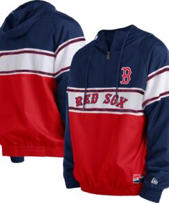 Men's Boston Red Sox New Era Navy Ripstop Raglan Quarter-Zip Hoodie