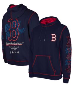 Men's Boston Red Sox New Era Navy Team Split Pullover Hoodie