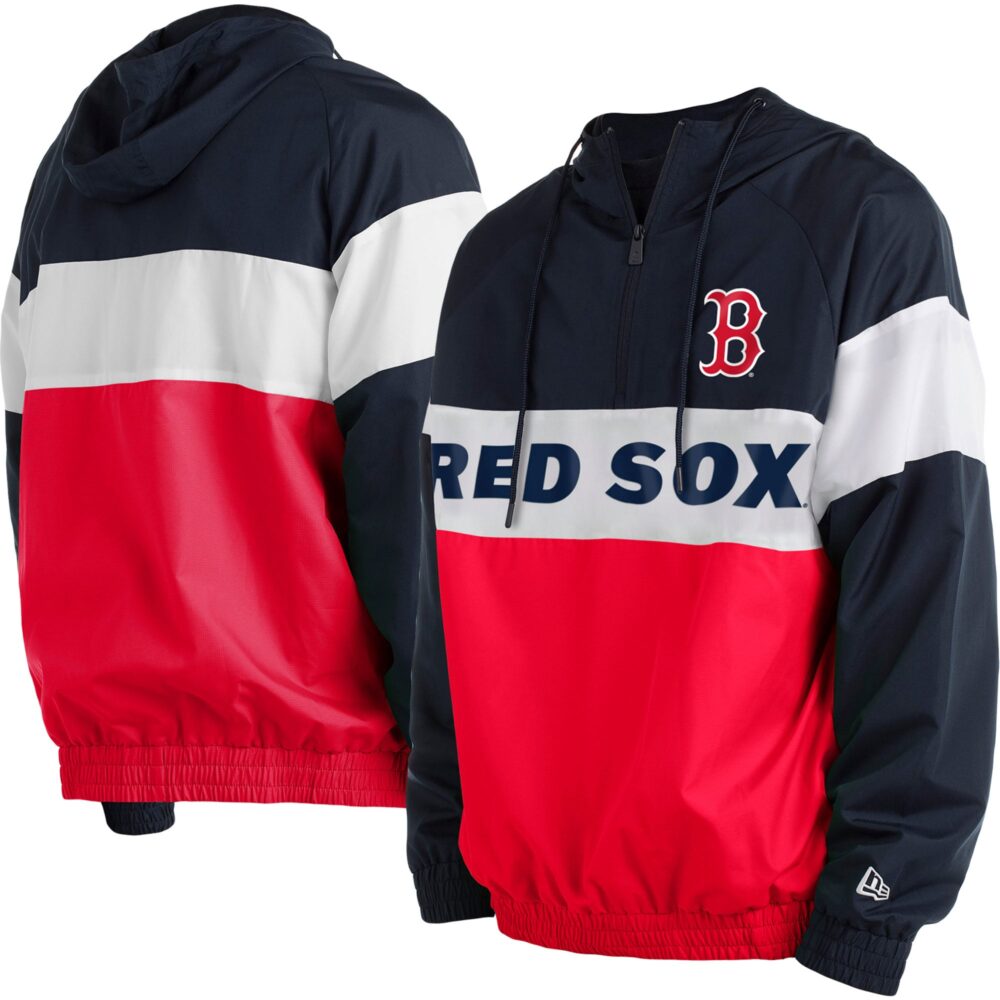 Men's Boston Red Sox New Era Red Raglan Quarter-Zip Hoodie
