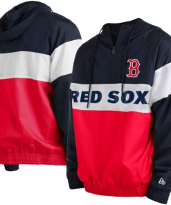 Men's Boston Red Sox New Era Red Raglan Quarter-Zip Hoodie