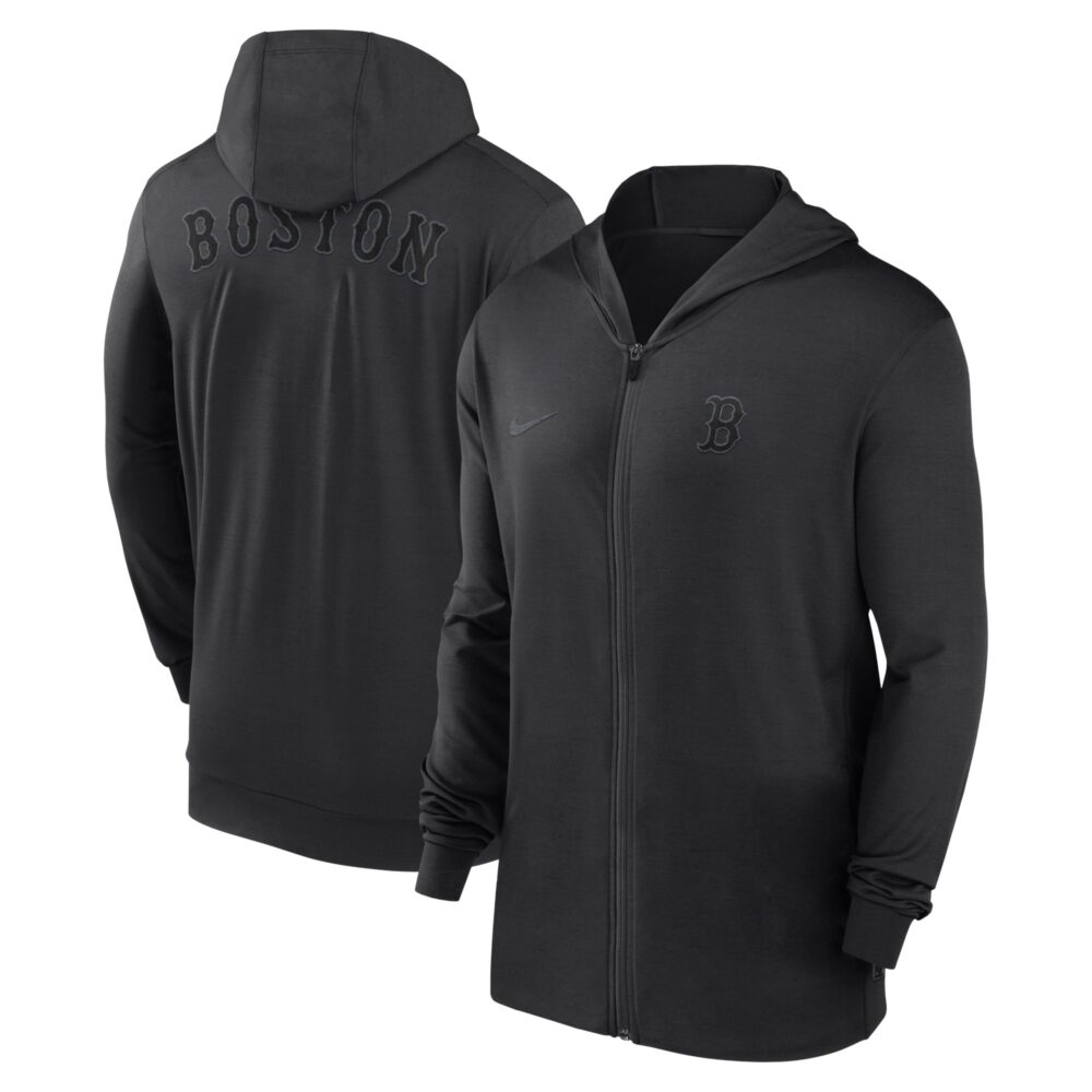 Men's Boston Red Sox Nike Black Authentic Collection Travel Performance Lightweight Full-Zip Hoodie
