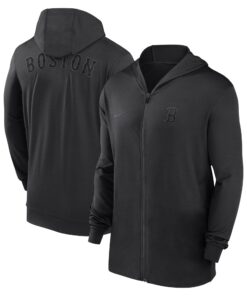 Men's Boston Red Sox Nike Black Authentic Collection Travel Performance Lightweight Full-Zip Hoodie
