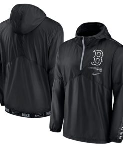 Men's Boston Red Sox Nike Black Authentic Night Game Performance Half-Zip Windbreaker