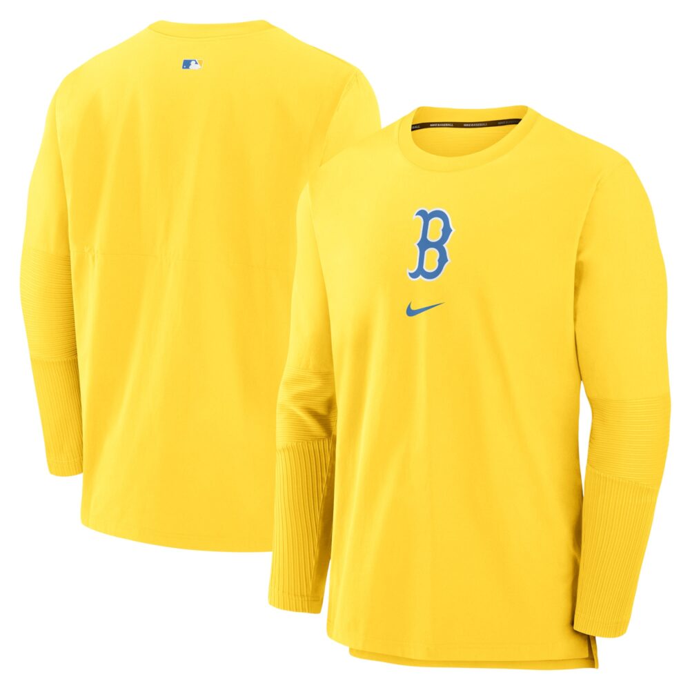 Men's Boston Red Sox Nike Gold Authentic Collection City Connect Player Tri-Blend Performance Pullover Jacket