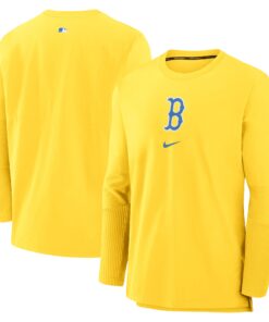 Men's Boston Red Sox Nike Gold Authentic Collection City Connect Player Tri-Blend Performance Pullover Jacket