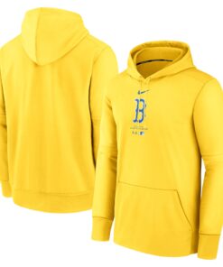 Men's Boston Red Sox Nike Gold Authentic Collection City Connect Practice Performance Pullover Hoodie