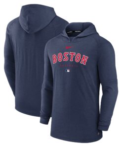 Men's Boston Red Sox Nike Heather Navy Authentic Collection Early Work Tri-Blend Performance Pullover Hoodie
